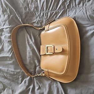 TOD'S Leather Buckle Saddle Shoulder Bag Tan